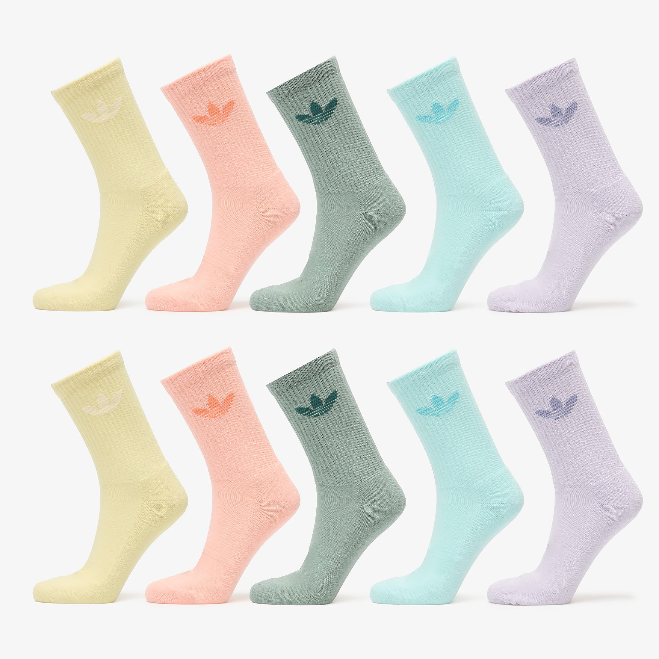 Чорапи adidas Trefoil Crew Socks 10-Pack Silver Green/ Glow Pink/ Semi Flash Aqua XL