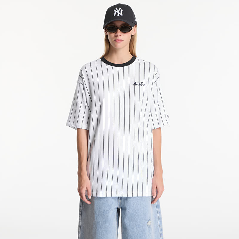 New Era Pinstripe OS Tee UNISEX Optic White/ Navy