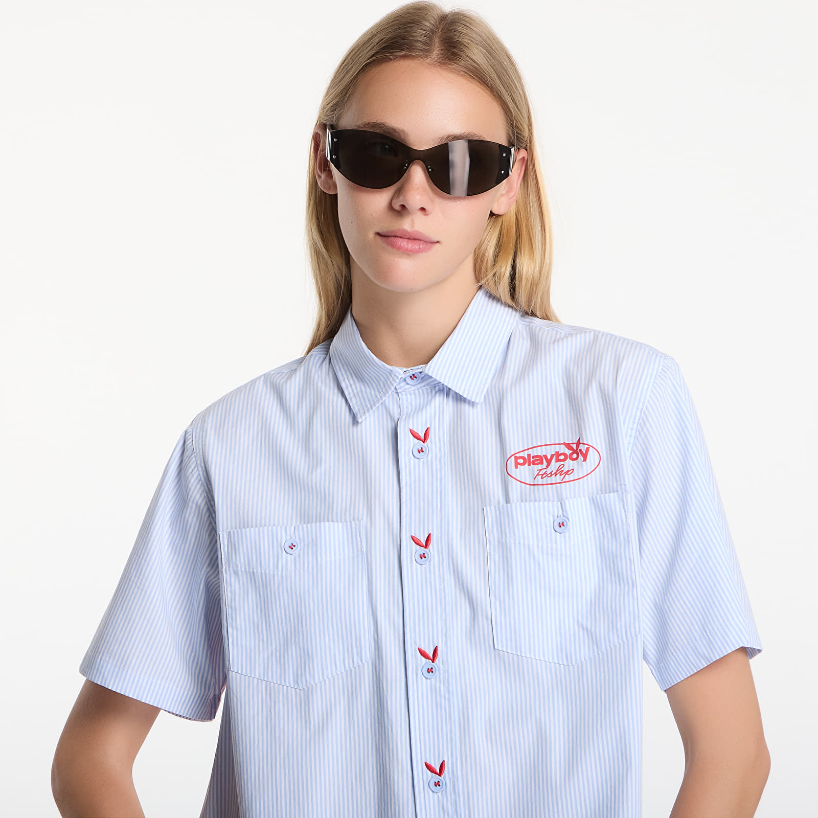 Shirts Playboy x FTSHP Work Shirt Blue Stripes