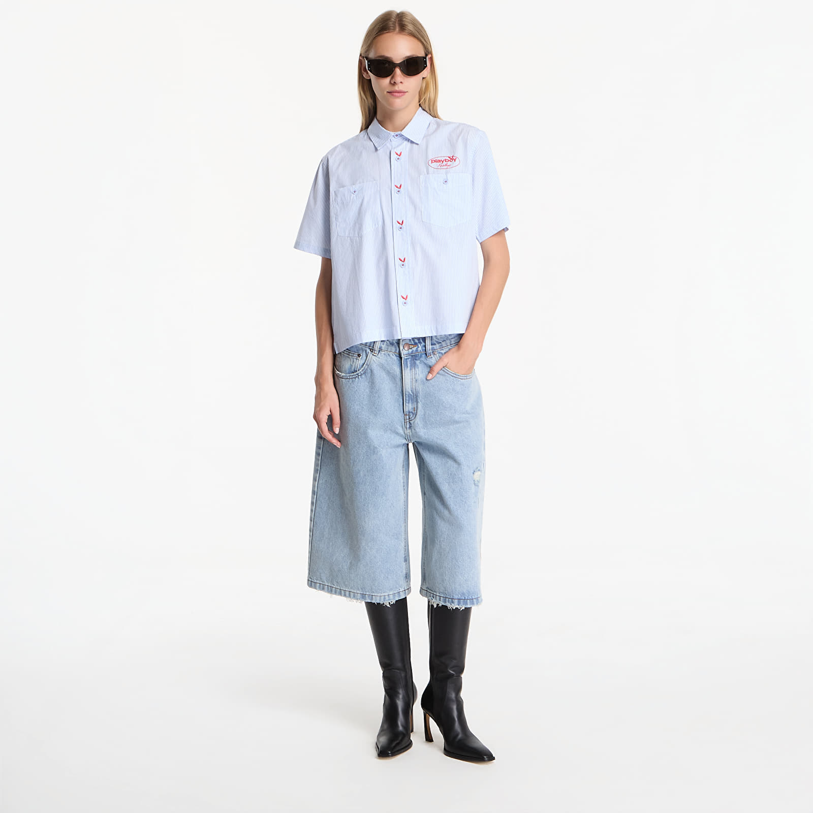 Shirts Playboy x FTSHP Work Shirt Blue Stripes