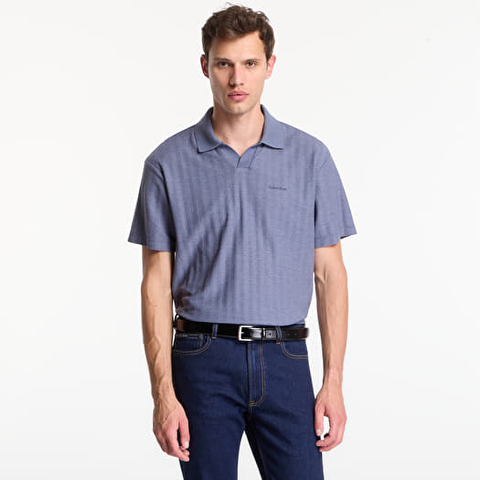 T-shirt Calvin Klein Ss Easy Vertical Stripe Textured Polo Blue Nomad