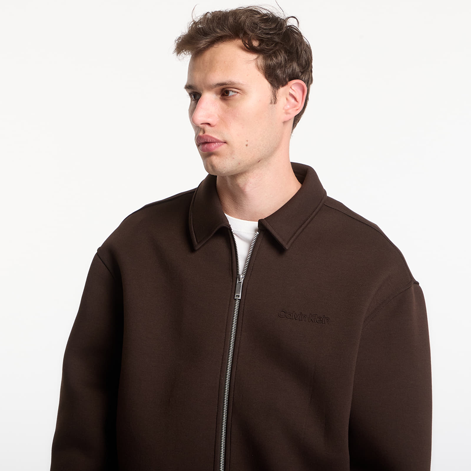 Мужские пиджаки Calvin Klein Ls Cooling Spacer Fz Shirt Jacket Dark Coffee