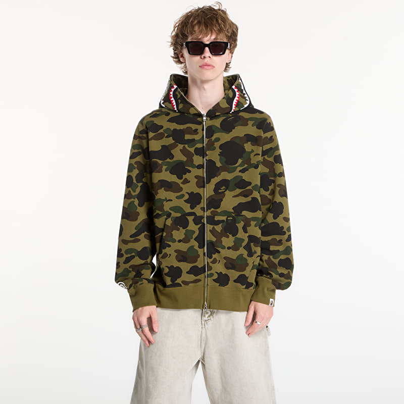 A BATHING APE 1st Camo Shark Full Zip Hoodie Green