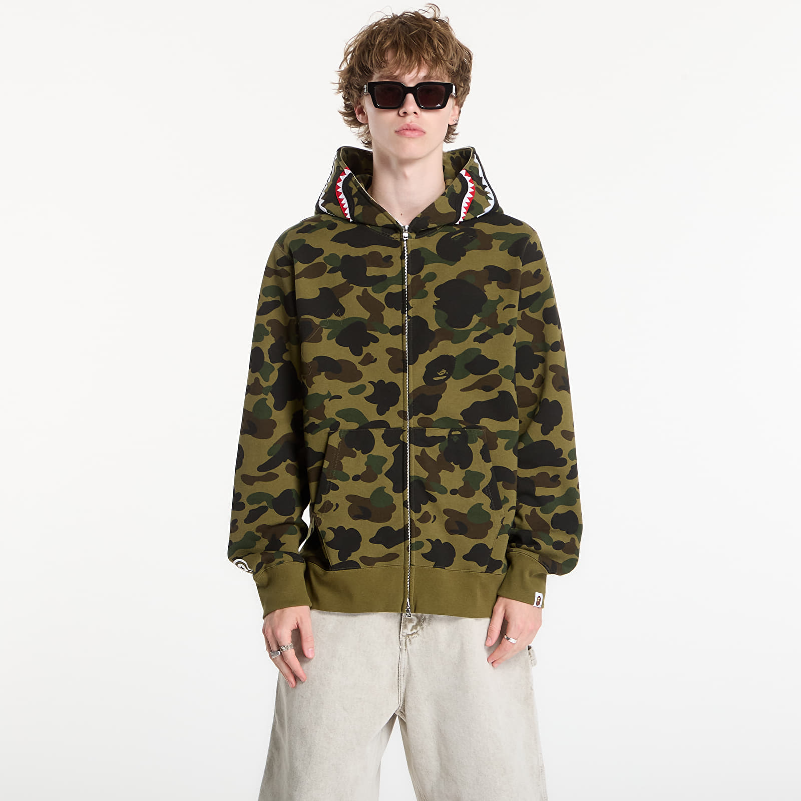 Sweatjacken und Sweatshirts A BATHING APE 1st Camo Shark Full Zip Hoodie Green