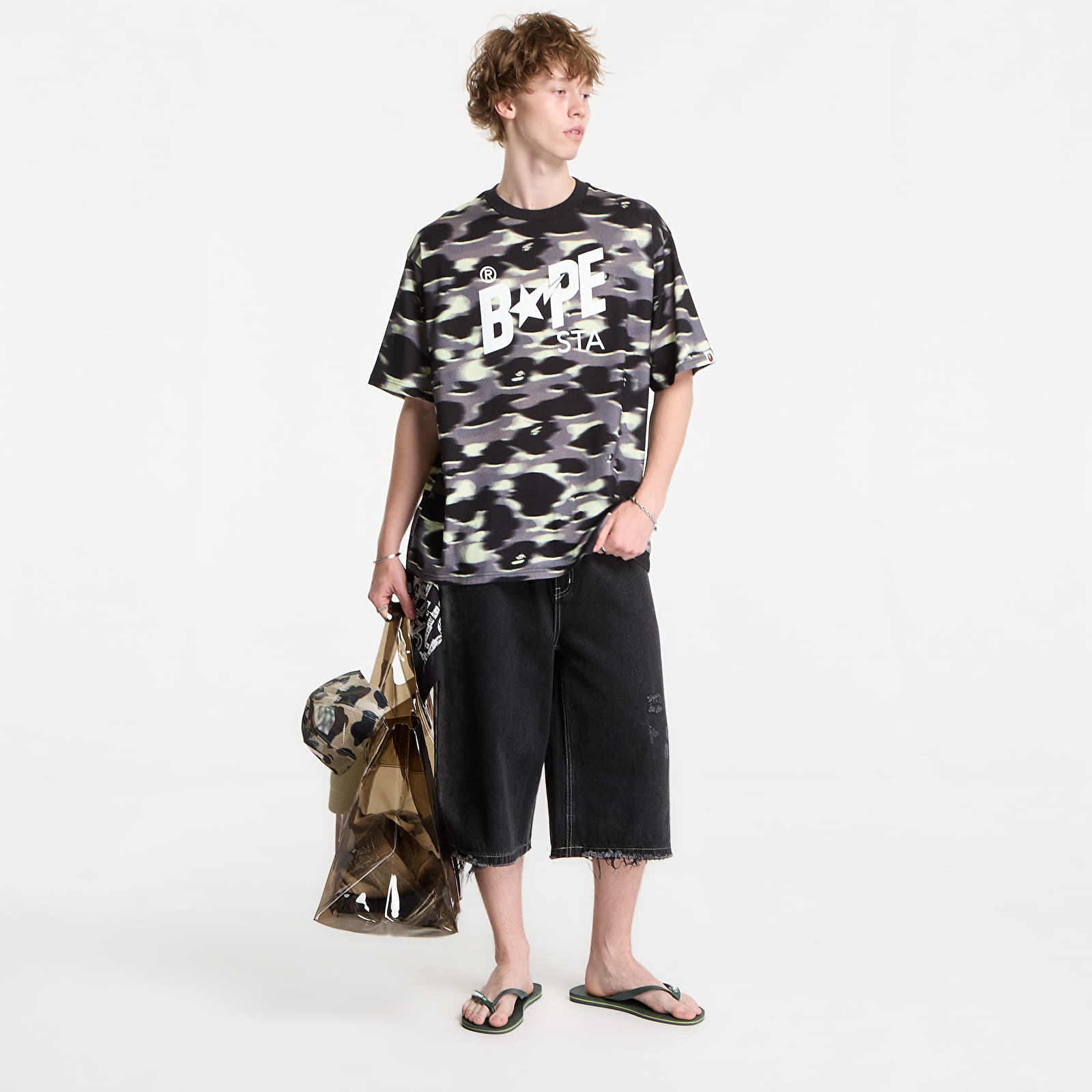 T-shirts A BATHING APE Screen Camo Sta Logo Relaxed Fit Tee Black UNISEX