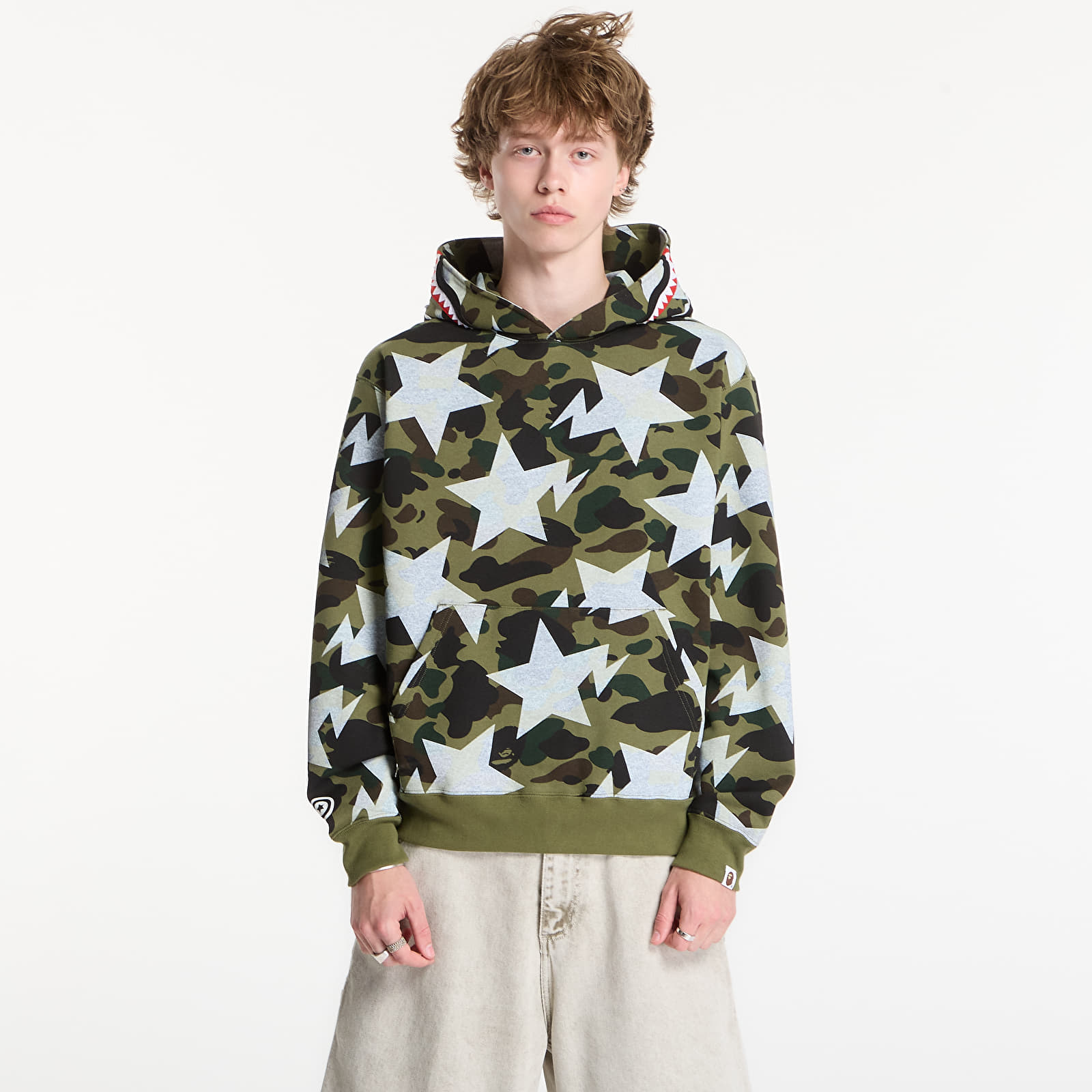 Sweatjacken und Sweatshirts A BATHING APE Sta Over Print 1st Camo Shark Cropped Fi Green UNISEX