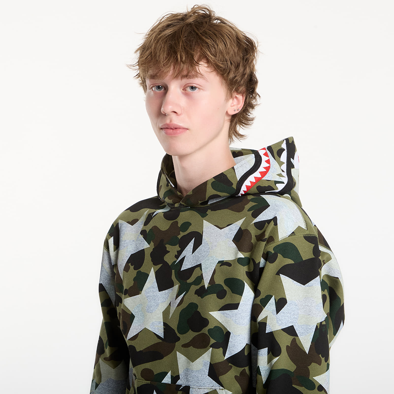Sweatjacken und Sweatshirts A BATHING APE Sta Over Print 1st Camo Shark Cropped Fi Green UNISEX
