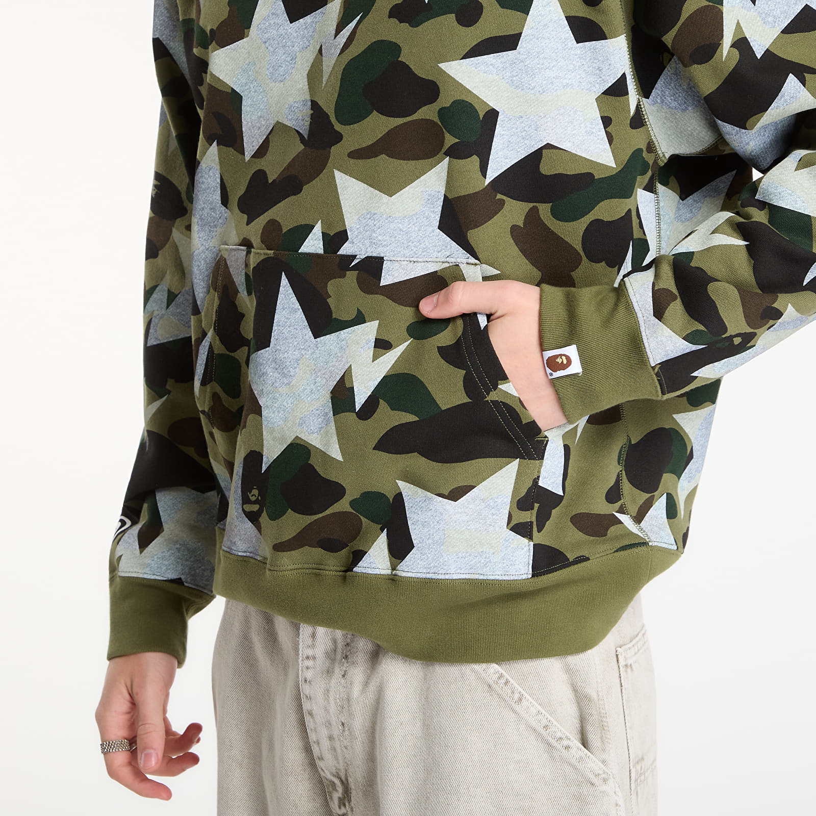 Sweatjacken und Sweatshirts A BATHING APE Sta Over Print 1st Camo Shark Cropped Fi Green UNISEX