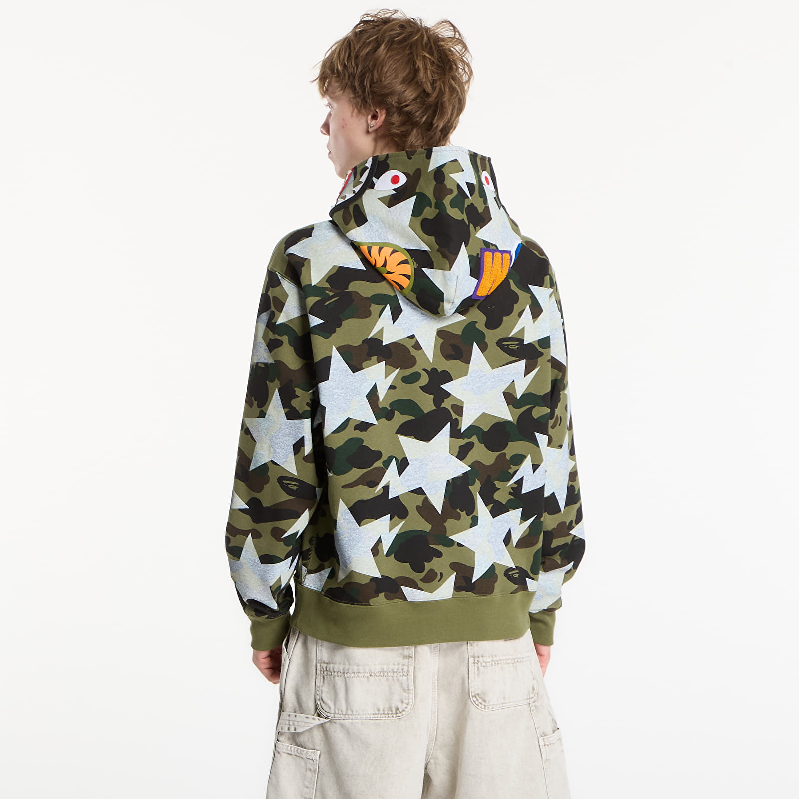 Sweatjacken und Sweatshirts A BATHING APE Sta Over Print 1st Camo Shark Cropped Fi Green UNISEX