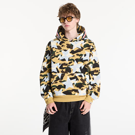 Sweatshirt A BATHING APE Sta Over Print 1st Camo Shark Cropped Fi Yellow UNISEX