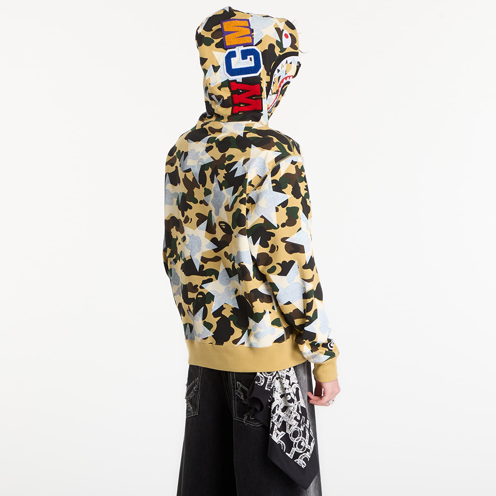 Sweatjacken und Sweatshirts A BATHING APE Sta Over Print 1st Camo Shark Cropped Fi Yellow UNISEX