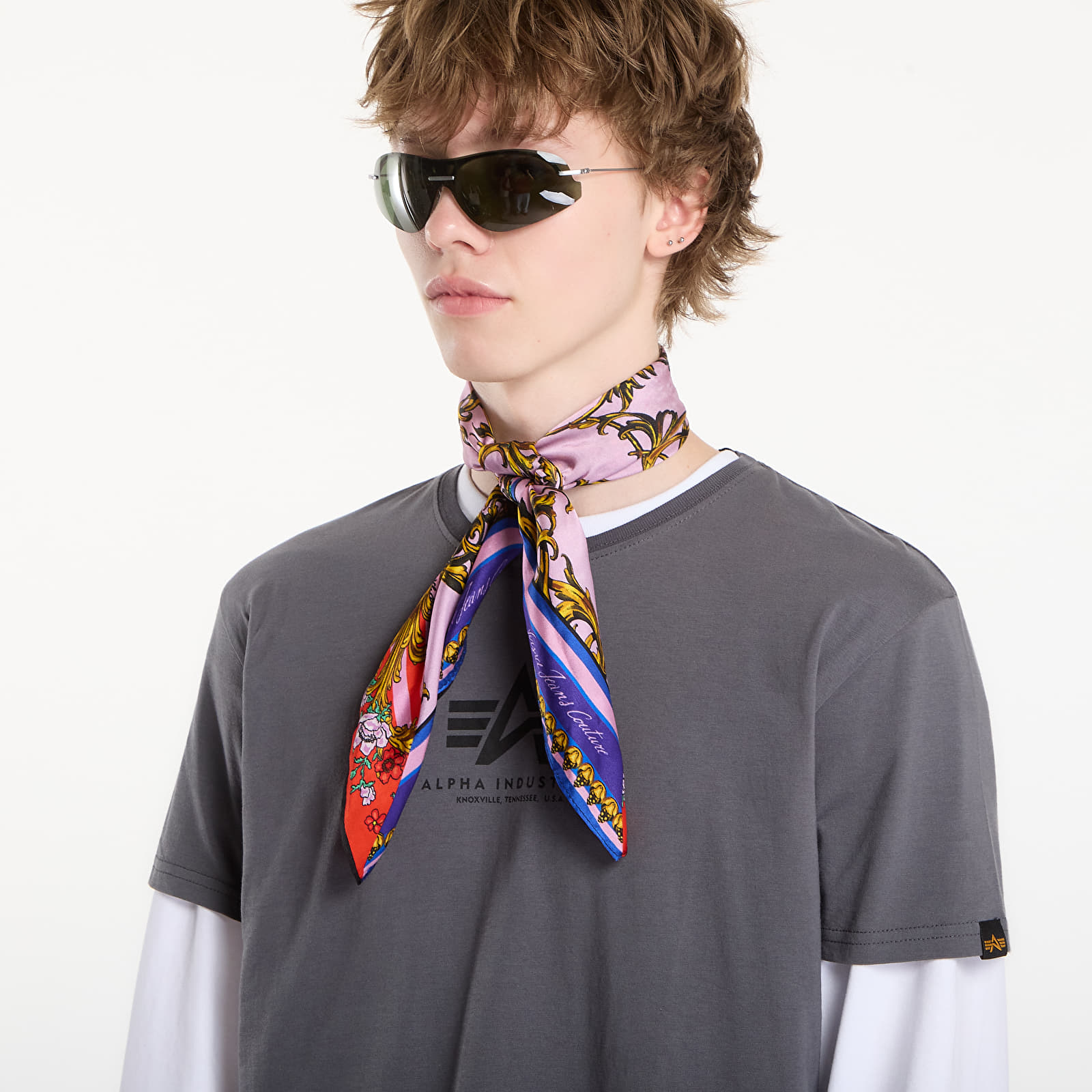 Футболки Alpha Industries Basic T-Shirt Contrast Stitch Grey Black/ Black