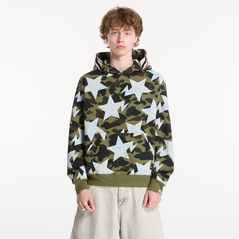 Sweatshirt A BATHING APE Sta Over Print 1st Camo Shark Cropped Fi Green UNISEX