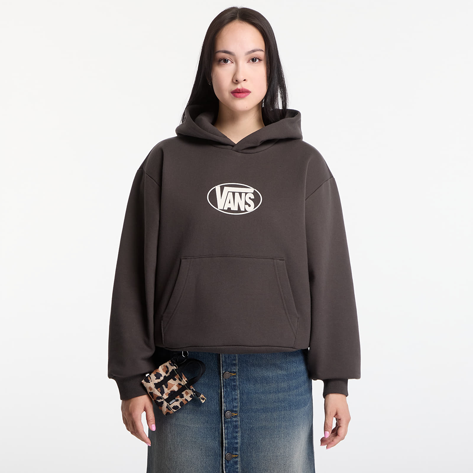Women's hoodies Vans Oval Logo Relaxed Pullover Faded Black