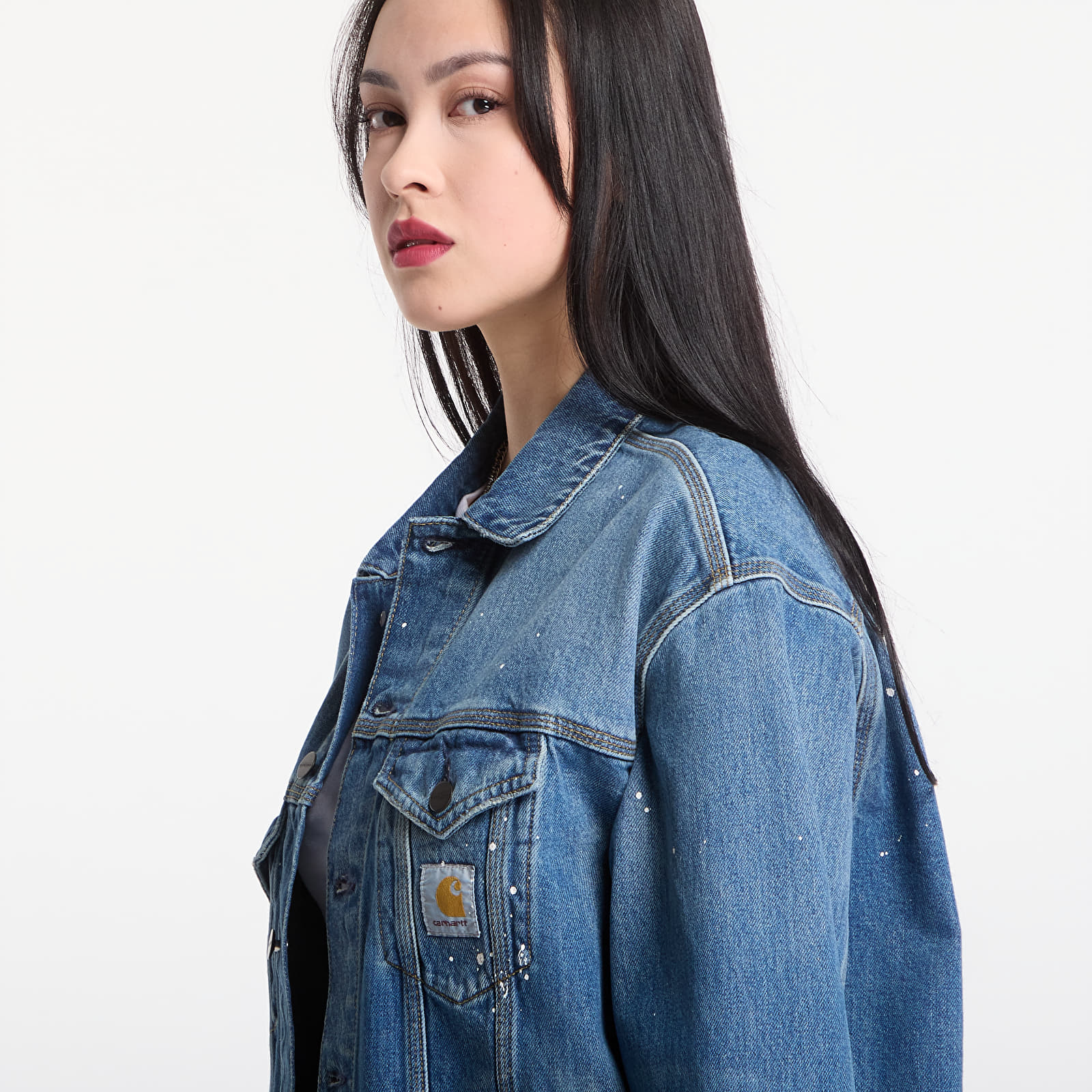 Chaquetas de hombre Carhartt WIP Helston Jacket UNISEX Blue Destroy Wash, Splatter