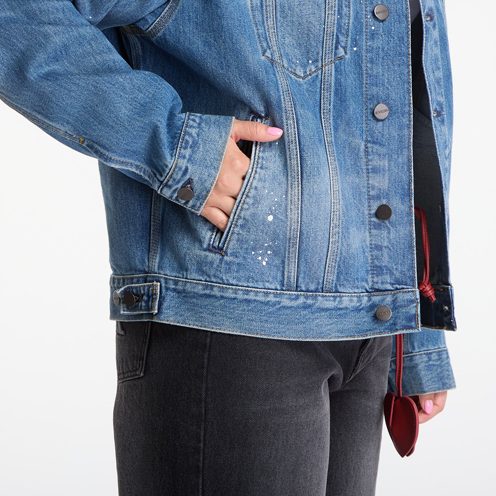 Chaquetas de hombre Carhartt WIP Helston Jacket UNISEX Blue Destroy Wash, Splatter