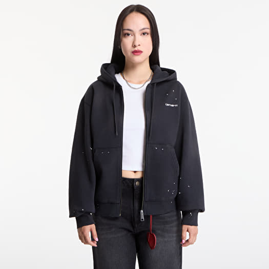 Sweatshirt Carhartt WIP Hooded Painter Jacket UNISEX Black Destroy Wash, Splatter