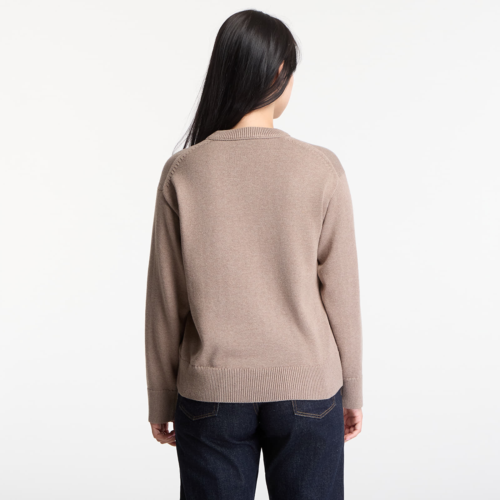 Женские свитера Calvin Klein Jeans Contrast Logo Ls Sweater Shiitake Melange