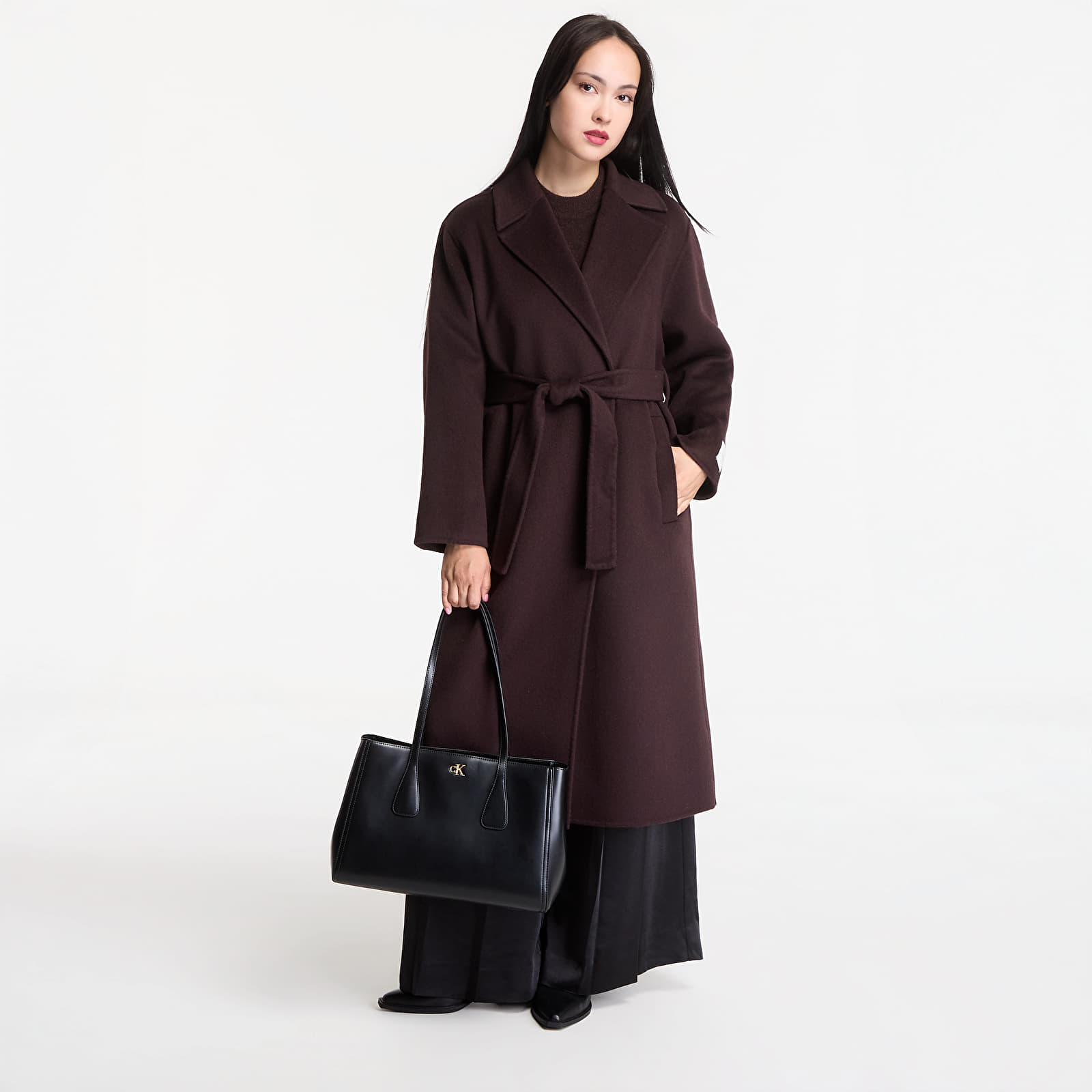 Женские пальто Calvin Klein Classic Df Wool Wrap Coat Dark Brown