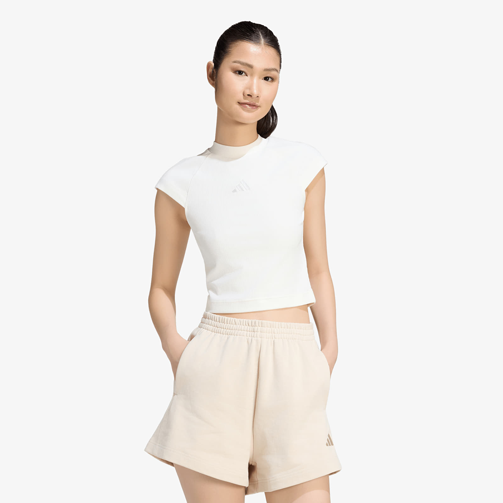 Trička adidas Kit Small Logo Rib T-Shirt Off White