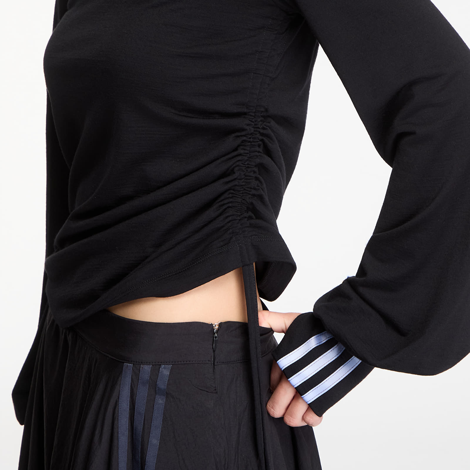 T-shirts Y-3 Wool Cinched Drape Long Sleeve Long-Sleeve Top Black