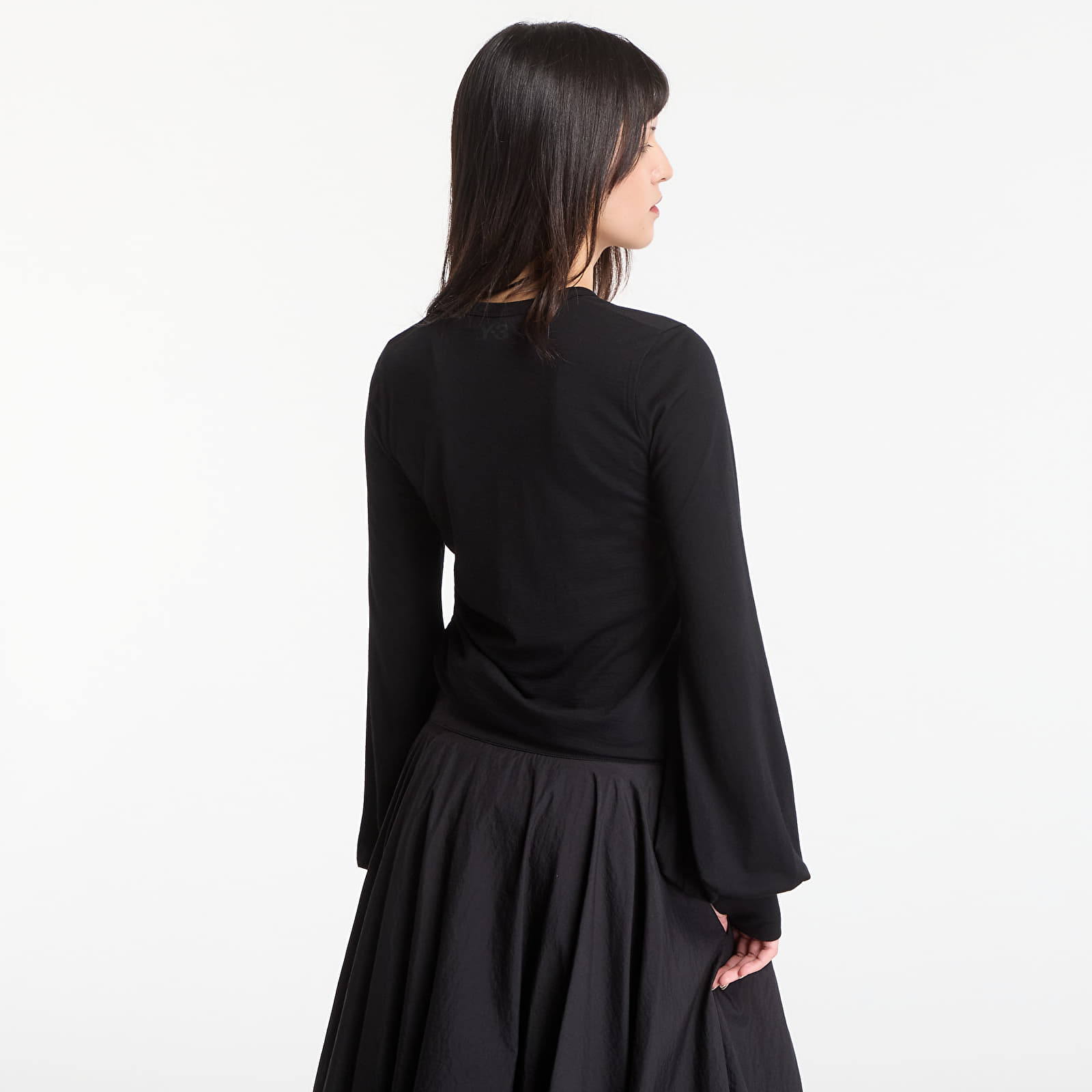 T-shirts Y-3 Wool Cinched Drape Long Sleeve Long-Sleeve Top Black