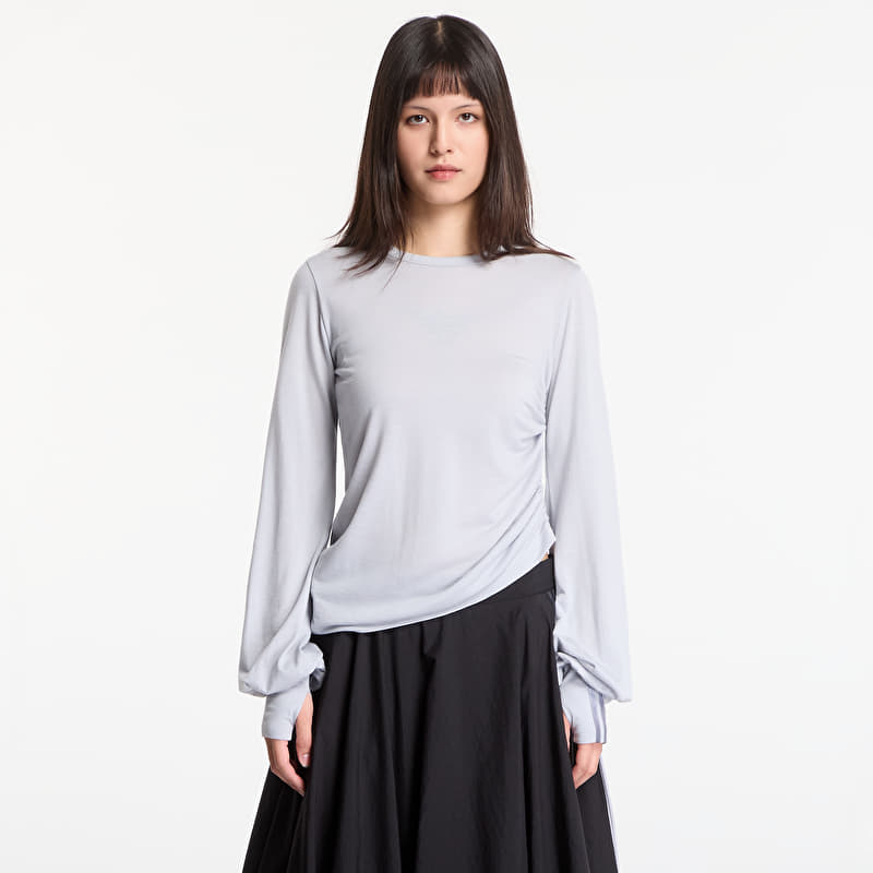 Y-3 Wool Cinched Drape Long Sleeve Long-Sleeve Top Lgh Solid Grey
