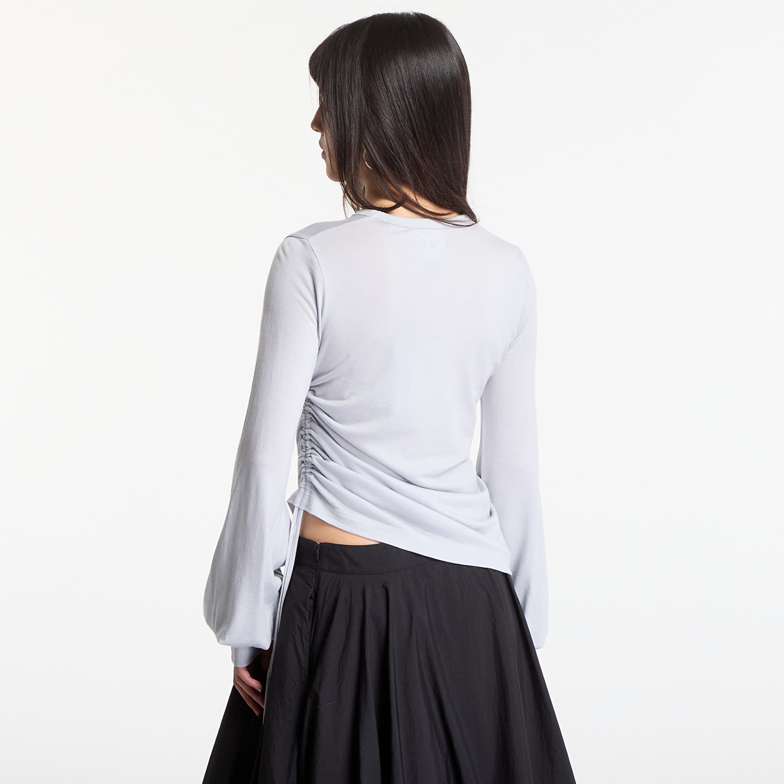 T-shirts Y-3 Wool Cinched Drape Long Sleeve Long-Sleeve Top Lgh Solid Grey