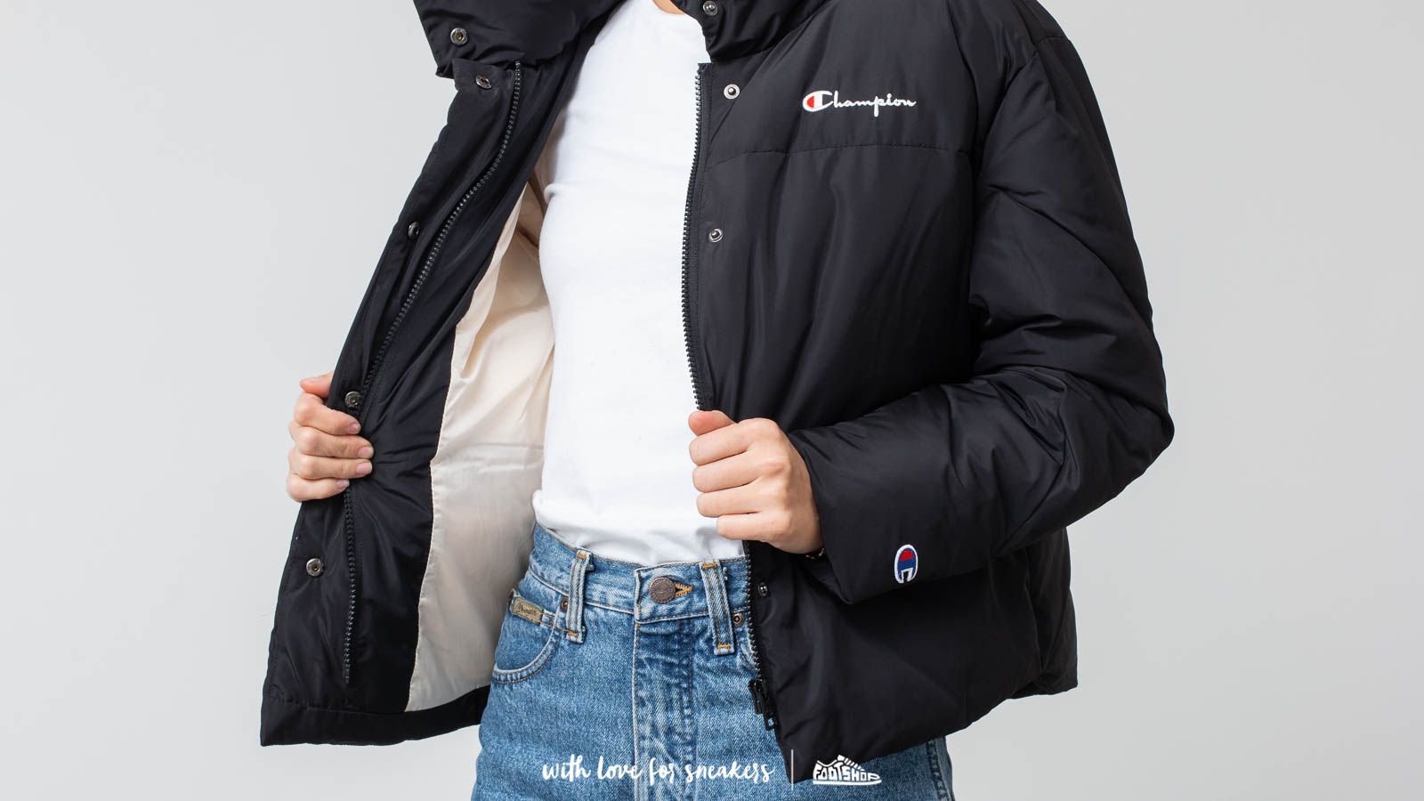 Jackets Champion Cropped Oversized Jacket Black Footshop