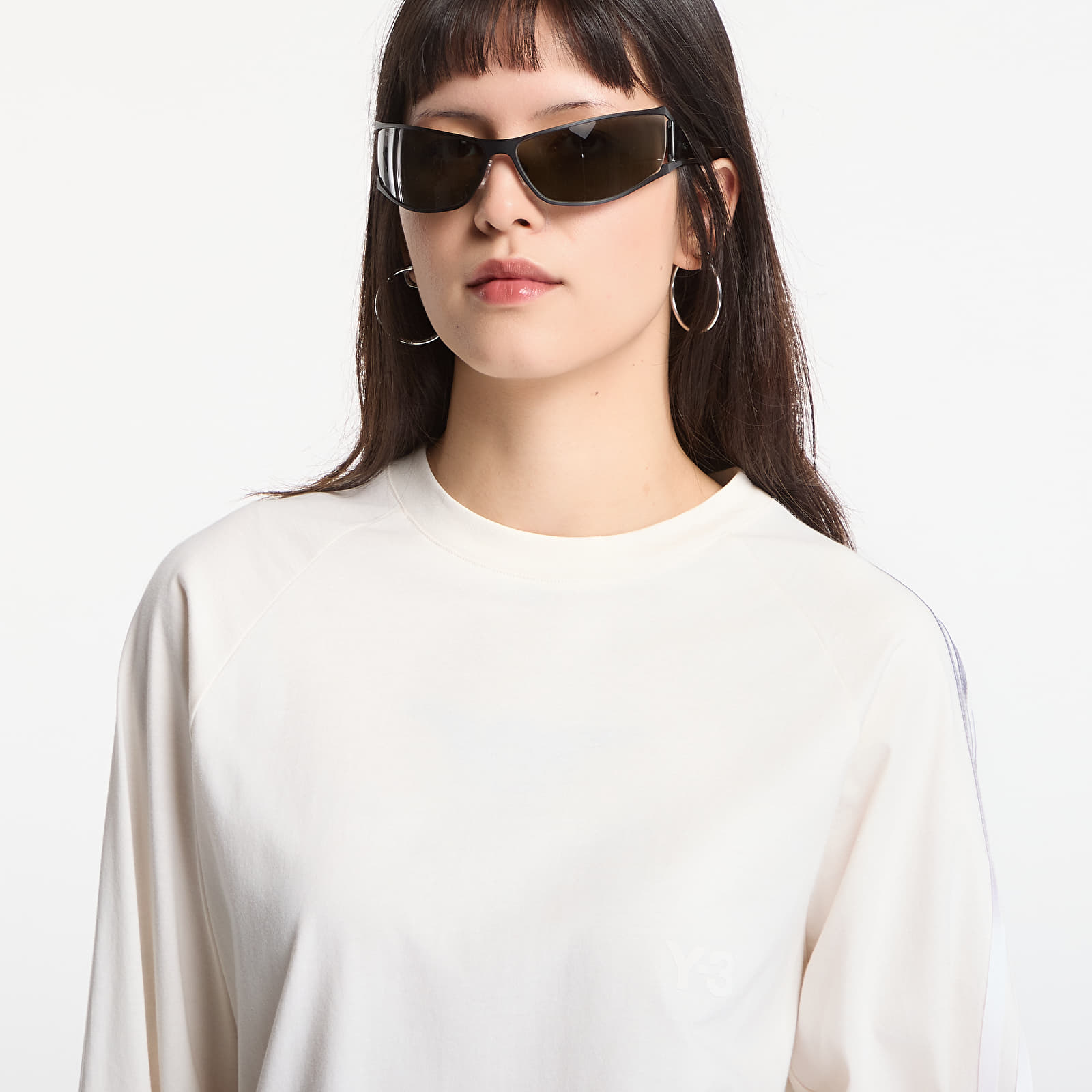 Trička Y-3 Oversized Gradient Stripes Long Sleeve T-Shirt UNISEX Chalk White