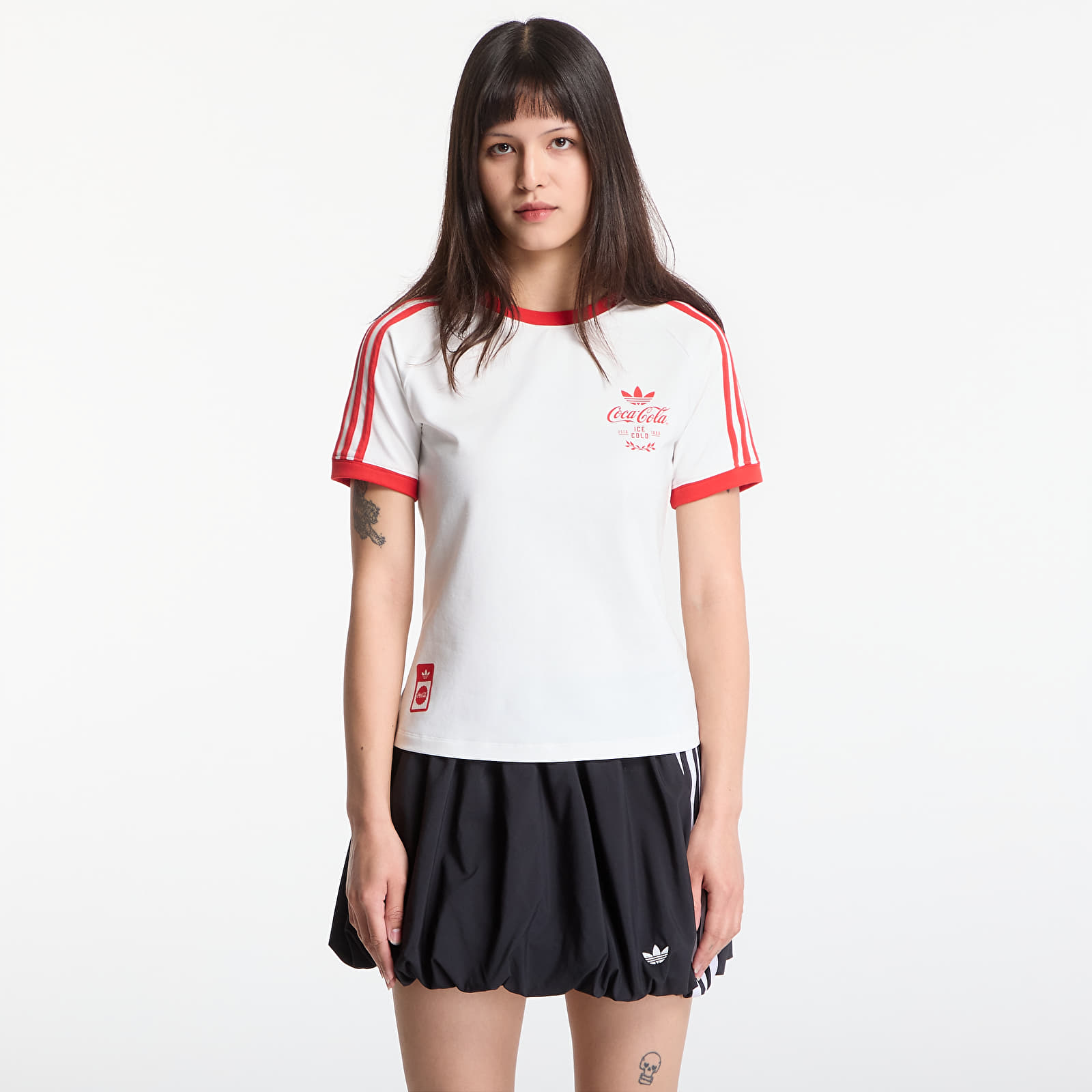 T-skjorter for kvinner adidas x Coca Cola 3 Stripes Tee Core White