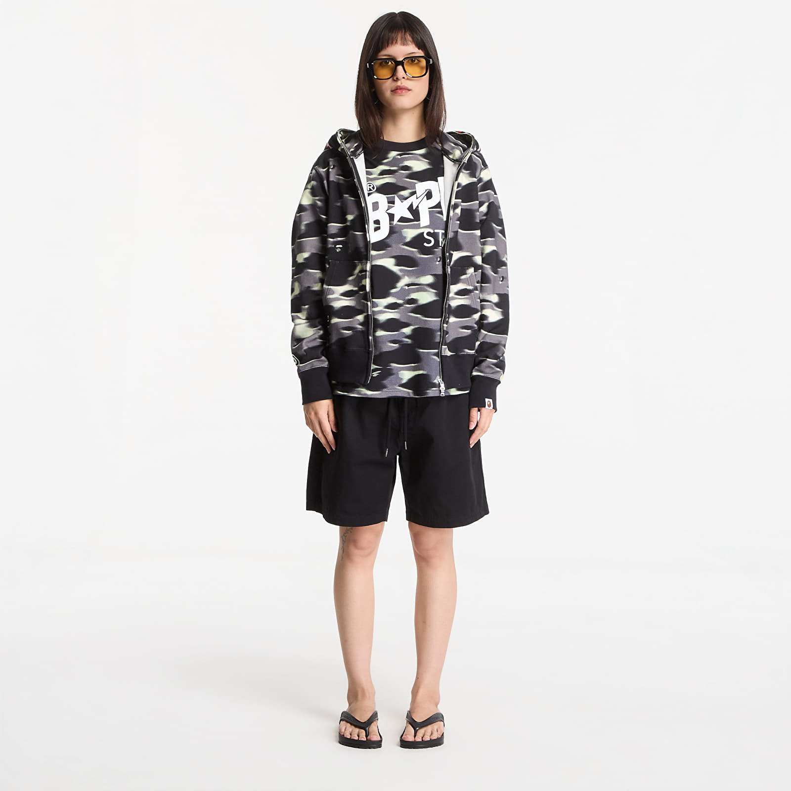 Pantalones cortos A BATHING APE One Point Elasticated Relaxed Fit Shorts Black UNISEX