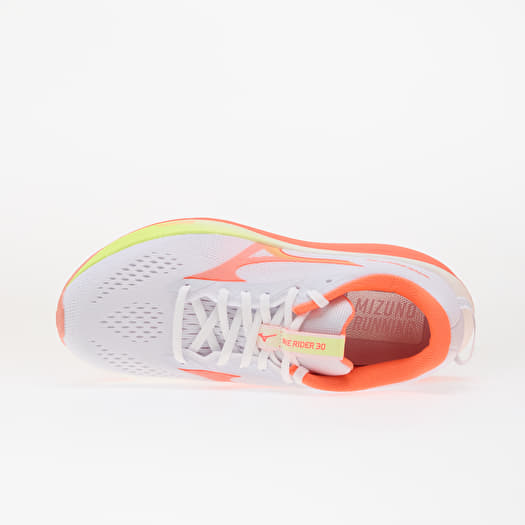 Mizuno WAVE RIDER 30 White/ Flamingo Coral/ Lime Pulp | Footshop