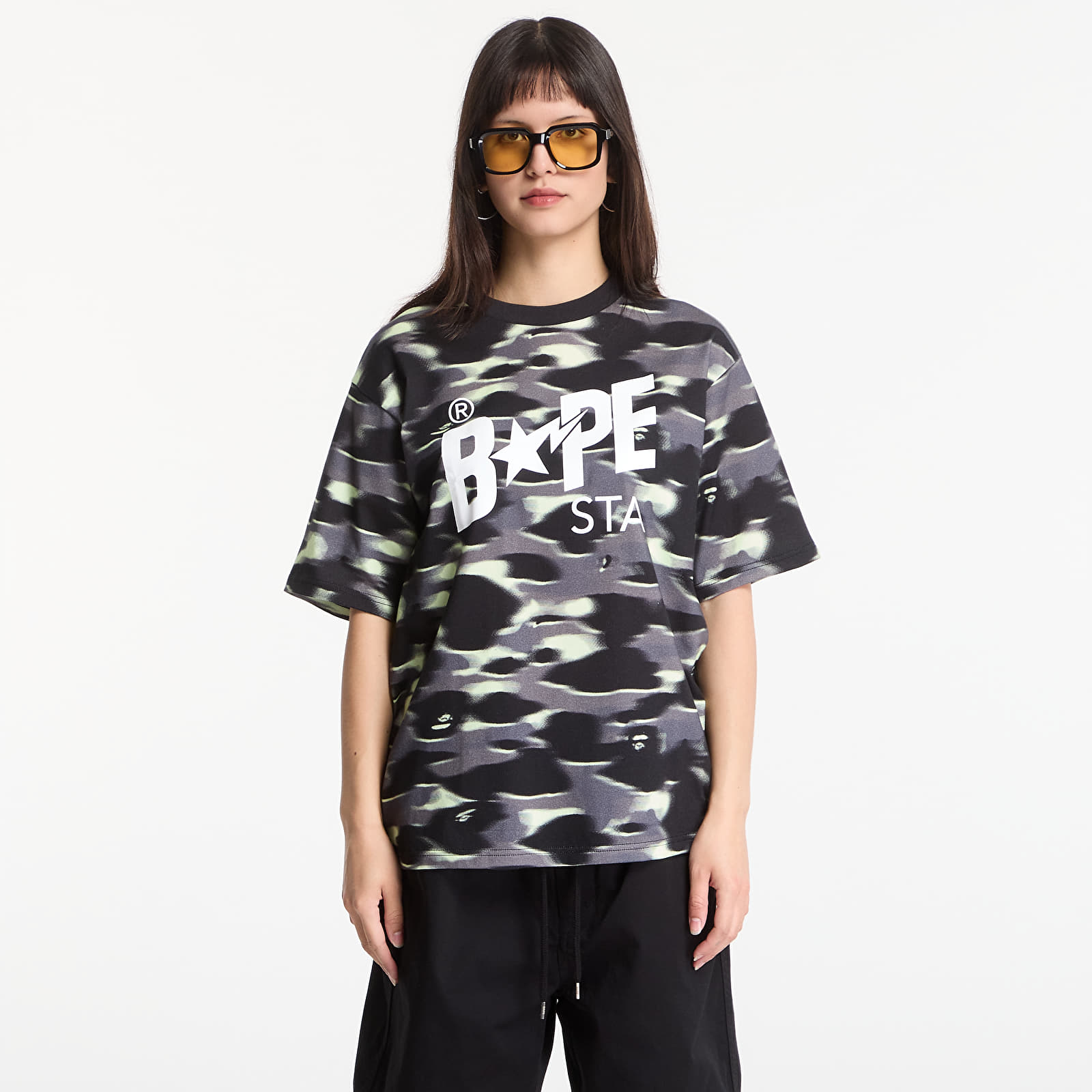 T-shirts A BATHING APE Screen Camo Sta Logo Relaxed Fit Tee Black UNISEX
