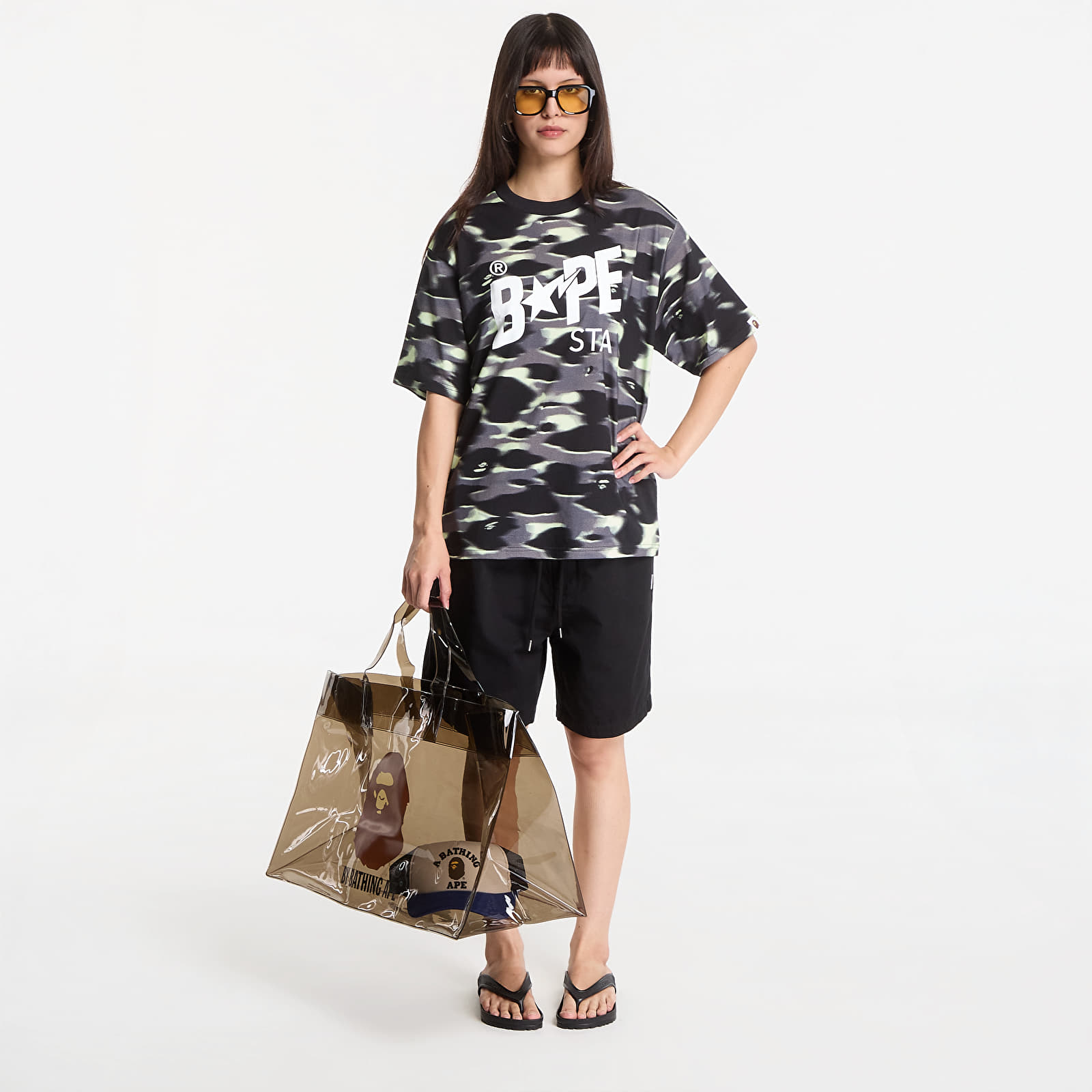 T-shirts A BATHING APE Screen Camo Sta Logo Relaxed Fit Tee Black UNISEX