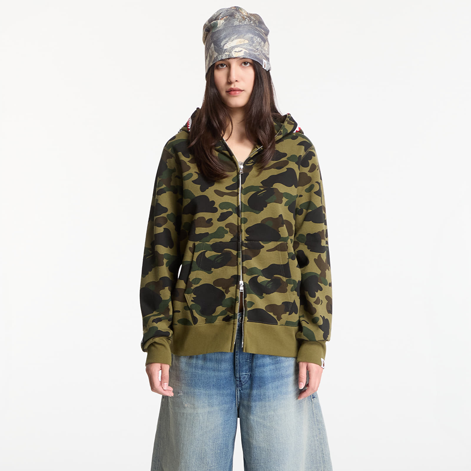 Hoodies and sweatshirts  A BATHING APE 1st Camo Shark Full Zip Hoodie Green
