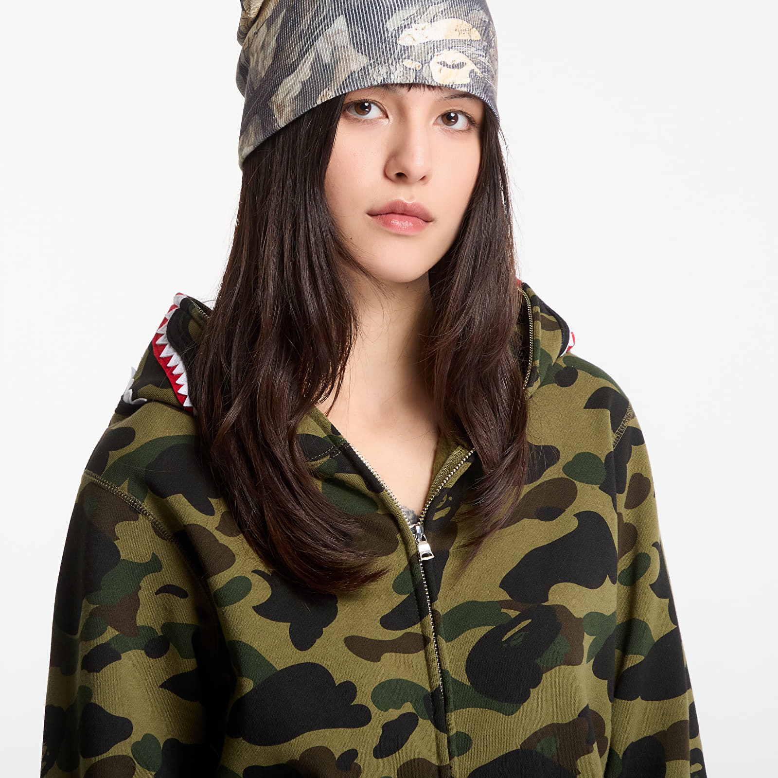 Hoodies and sweatshirts  A BATHING APE 1st Camo Shark Full Zip Hoodie Green