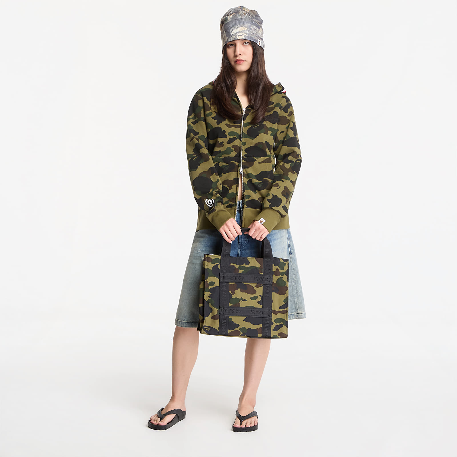 Hoodies and sweatshirts  A BATHING APE 1st Camo Shark Full Zip Hoodie Green