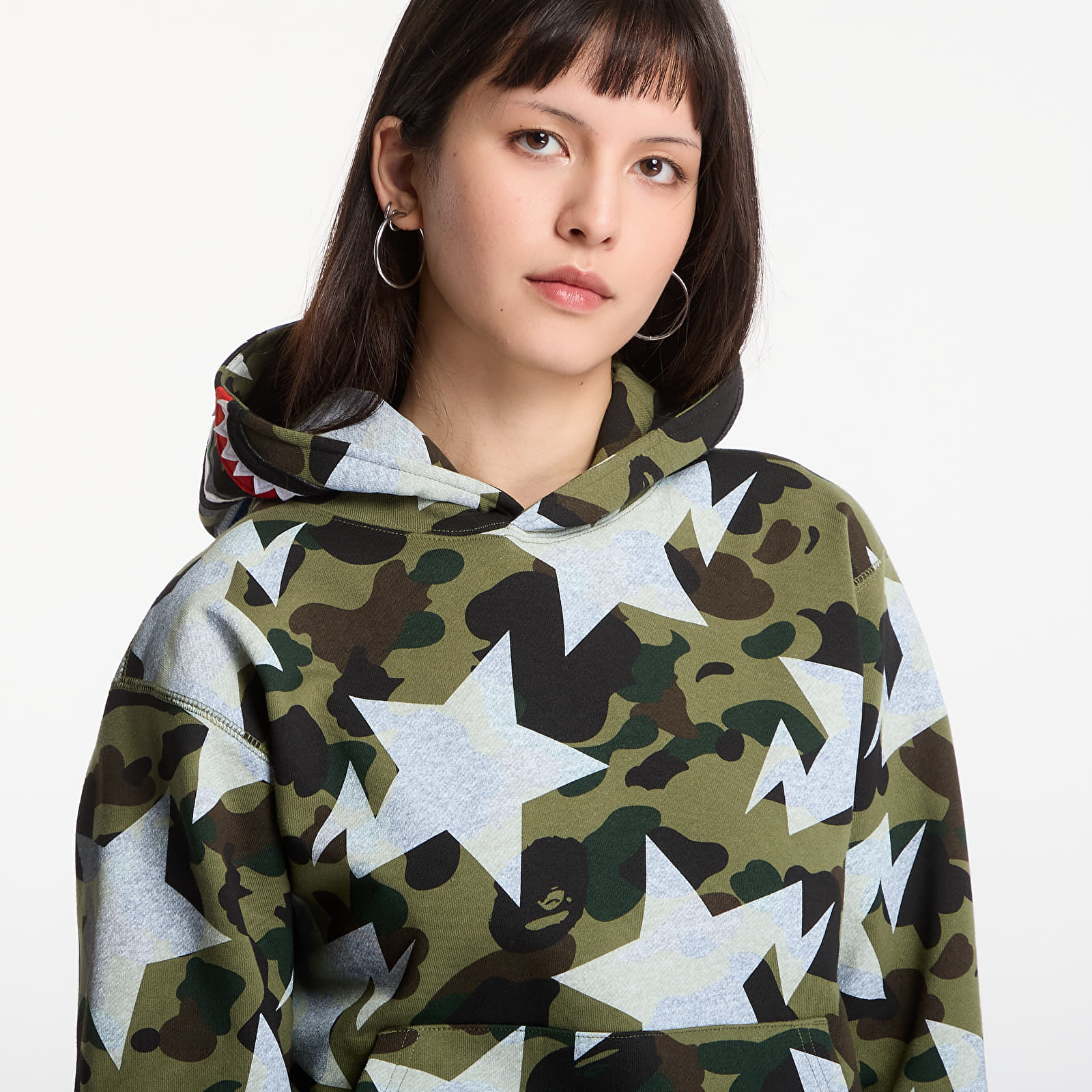 Hoodies and sweatshirts  A BATHING APE Sta Over Print 1st Camo Shark Cropped Fi Green UNISEX