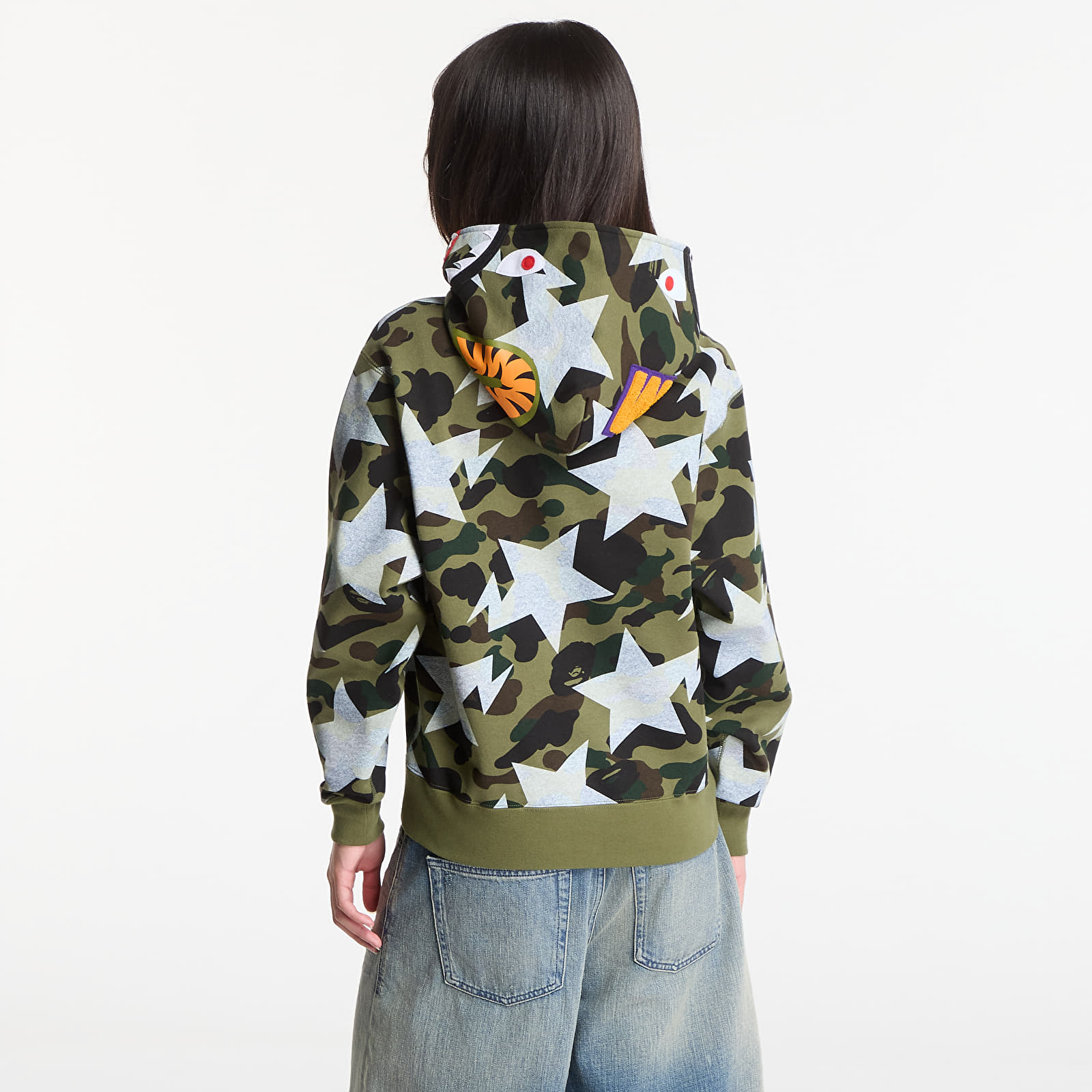 Hoodies and sweatshirts  A BATHING APE Sta Over Print 1st Camo Shark Cropped Fi Green UNISEX
