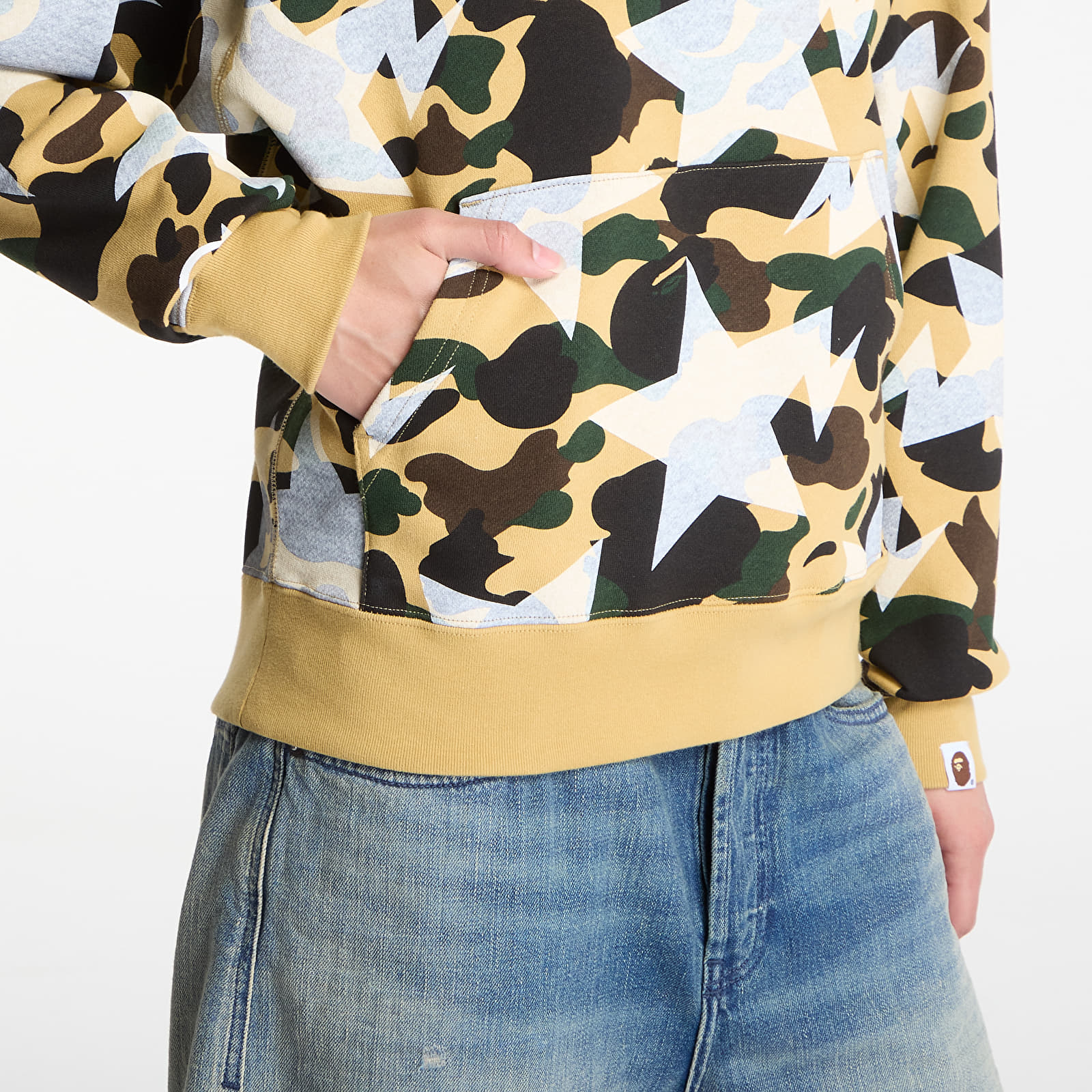 Hoodies and sweatshirts  A BATHING APE Sta Over Print 1st Camo Shark Cropped Fi Yellow UNISEX