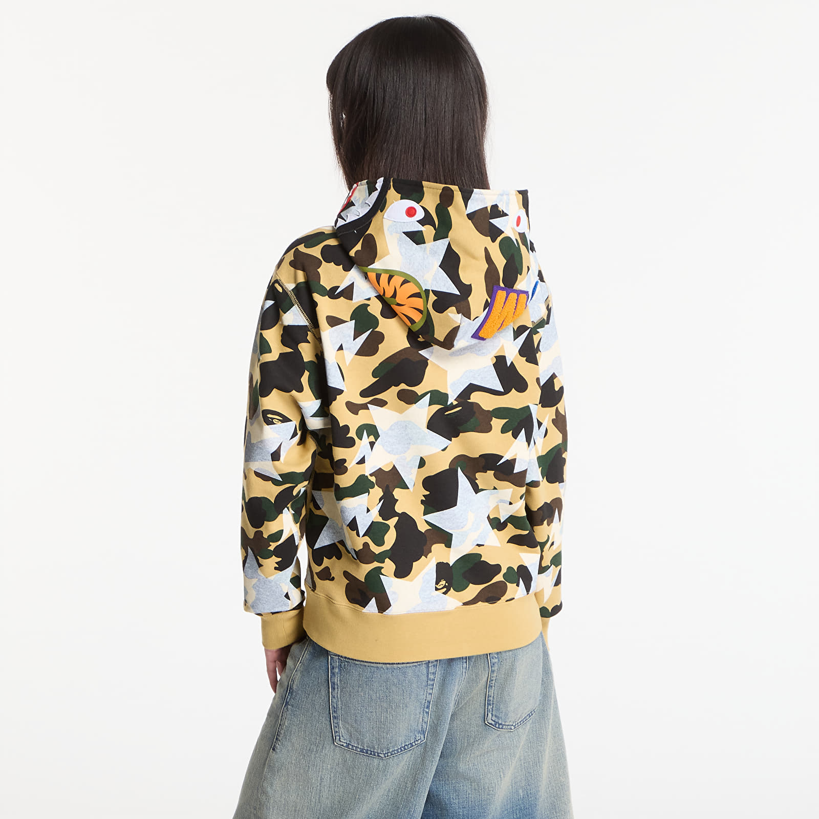 Hoodies and sweatshirts  A BATHING APE Sta Over Print 1st Camo Shark Cropped Fi Yellow UNISEX