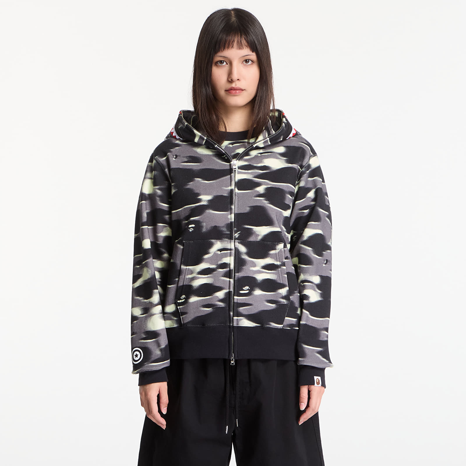 Hoodies and sweatshirts  A BATHING APE Screen Camo Shark Relaxed Fit Full Zip Hoodie Black UNISEX