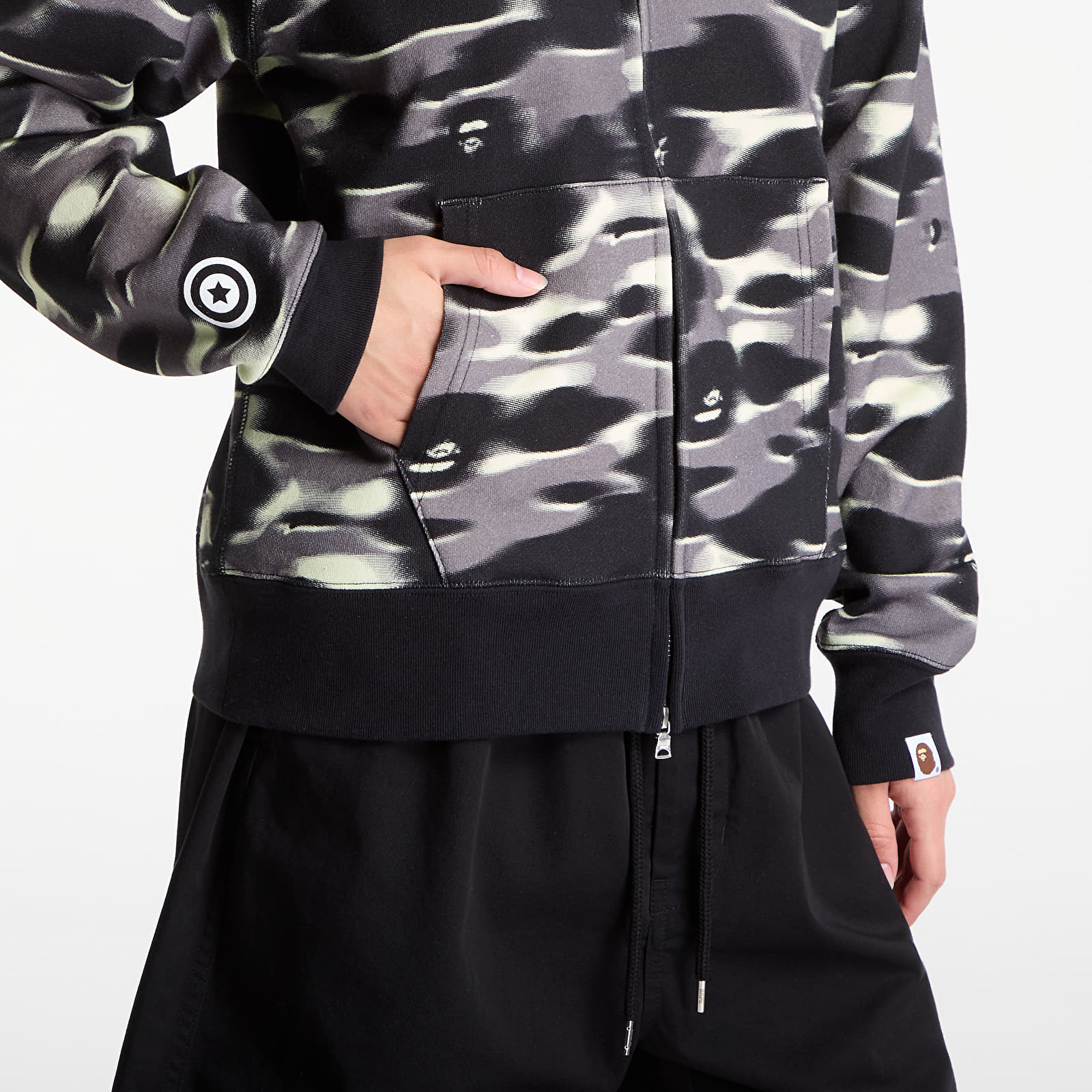 Hoodies and sweatshirts  A BATHING APE Screen Camo Shark Relaxed Fit Full Zip Hoodie Black UNISEX