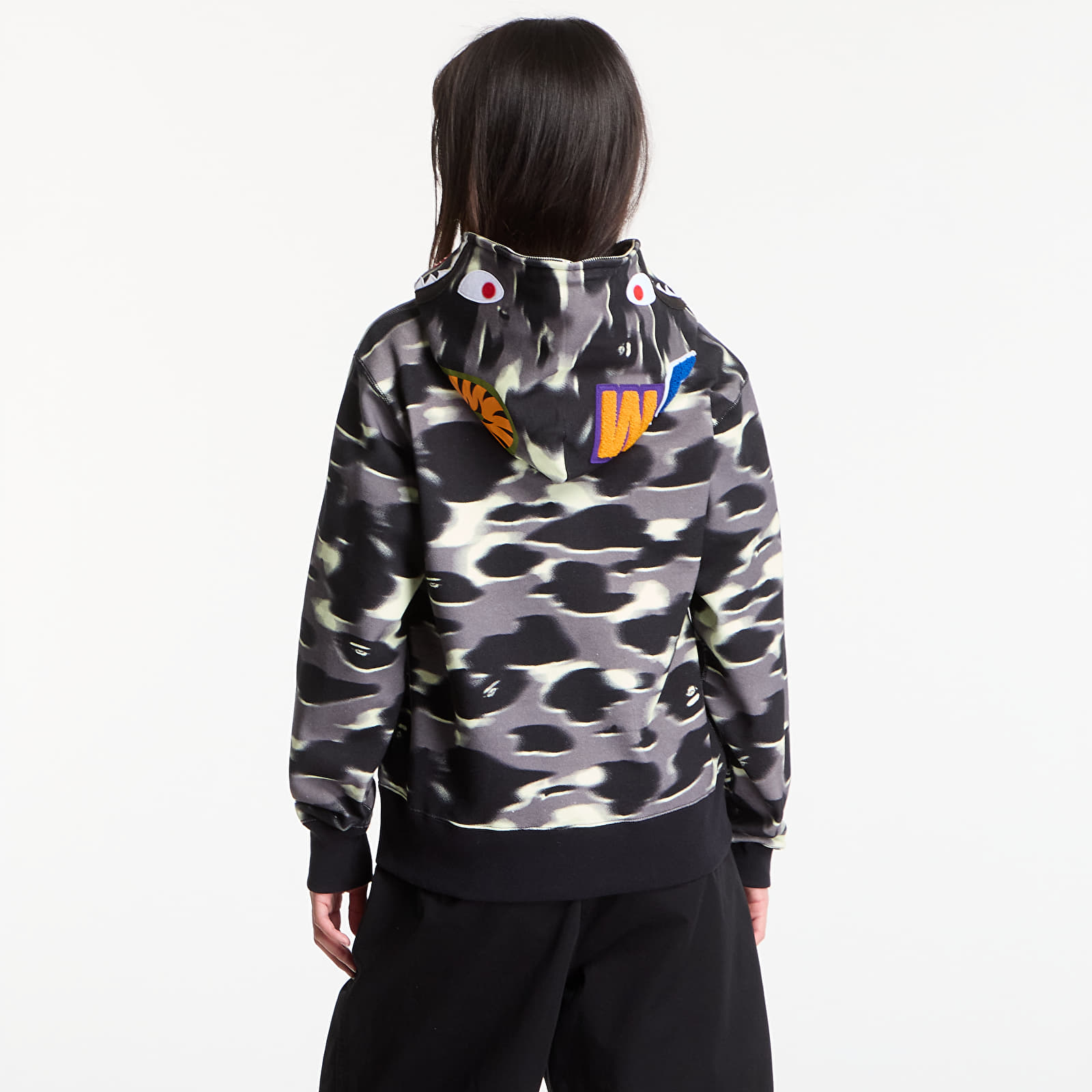 Hoodies and sweatshirts  A BATHING APE Screen Camo Shark Relaxed Fit Full Zip Hoodie Black UNISEX