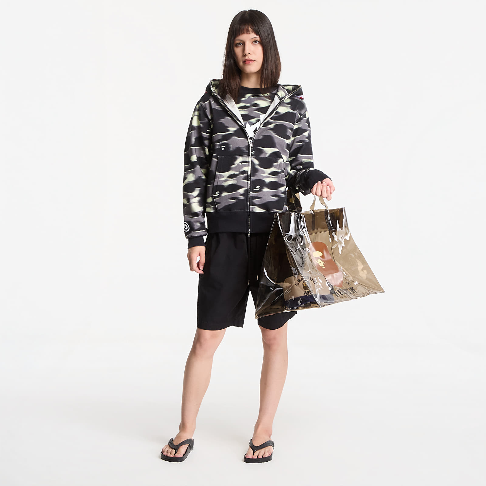 Hoodies and sweatshirts  A BATHING APE Screen Camo Shark Relaxed Fit Full Zip Hoodie Black UNISEX
