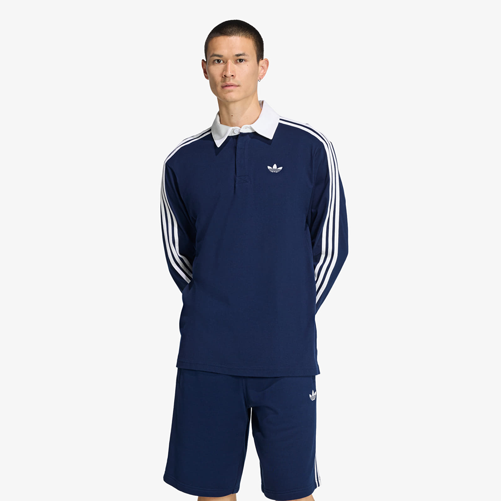 T-shirts för män adidas 3-Stripes Rugby Longsleeve Polo Night Indigo