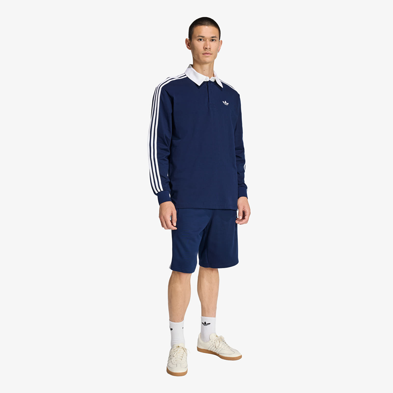 T-shirts för män adidas 3-Stripes Rugby Longsleeve Polo Night Indigo
