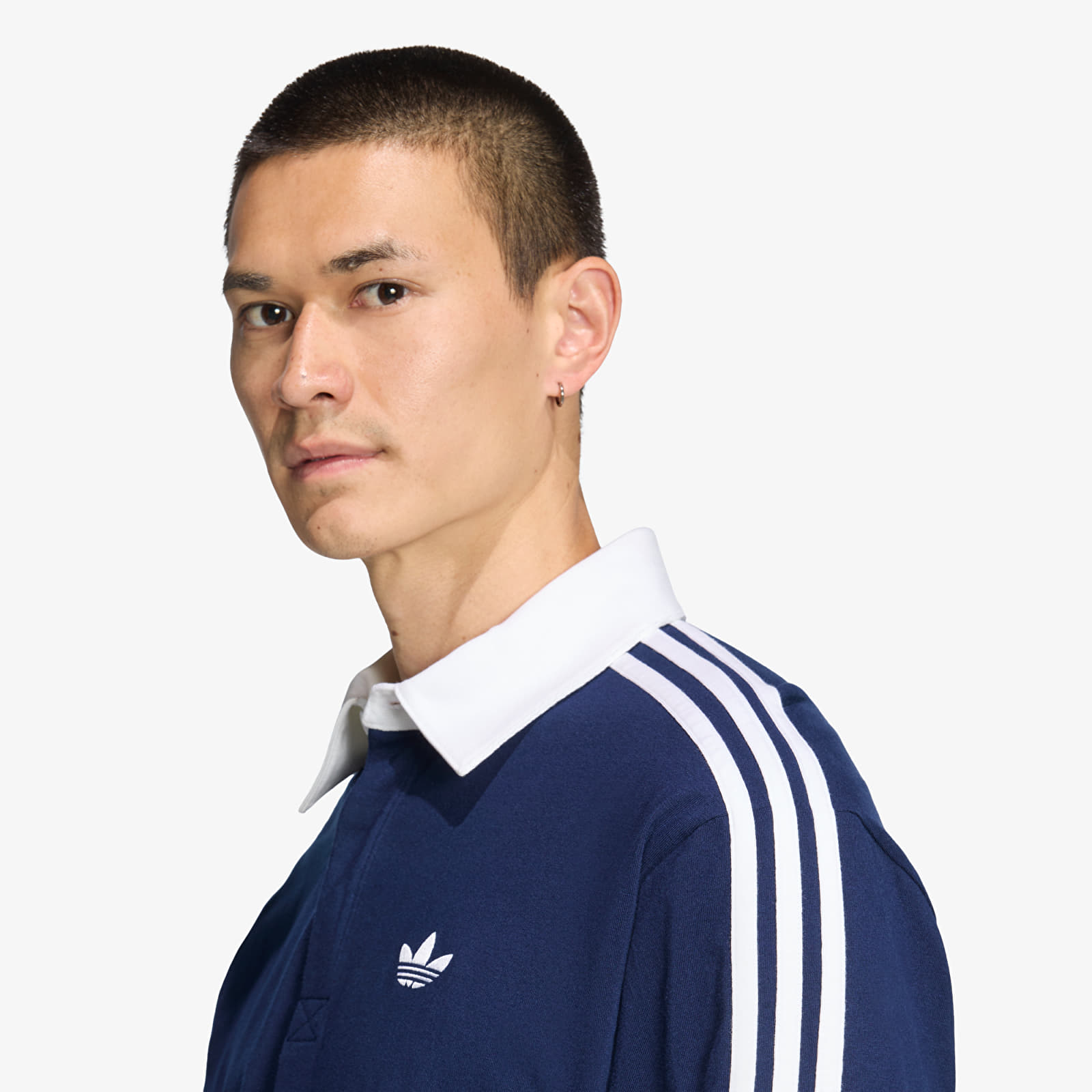 T-shirts för män adidas 3-Stripes Rugby Longsleeve Polo Night Indigo