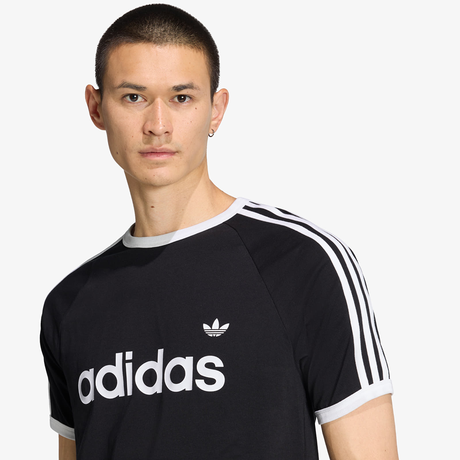 Heren T-shirts adidas 3-Stripes Slim Ringer T-Shirt Black